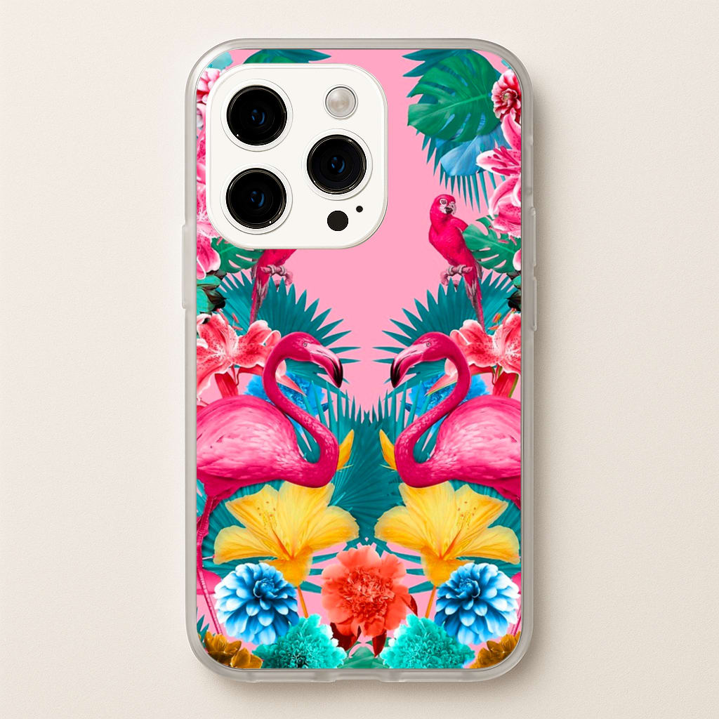 Flamingo and Tropical garden - Flamingos Phone Case for iPhone 15 Pro