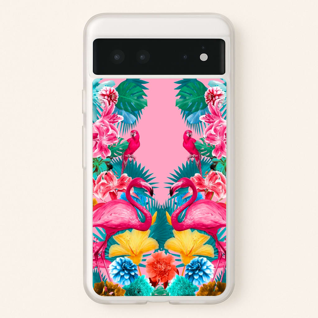 Flamingo and Tropical garden - Flamingos Phone Case for Google Pixel 6