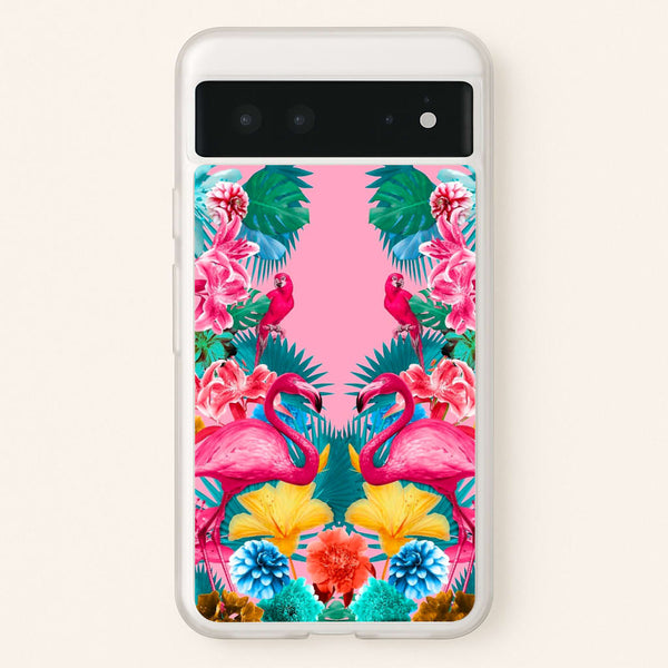 Flamingo and Tropical garden - Flamingos Phone Case for Google Pixel 6