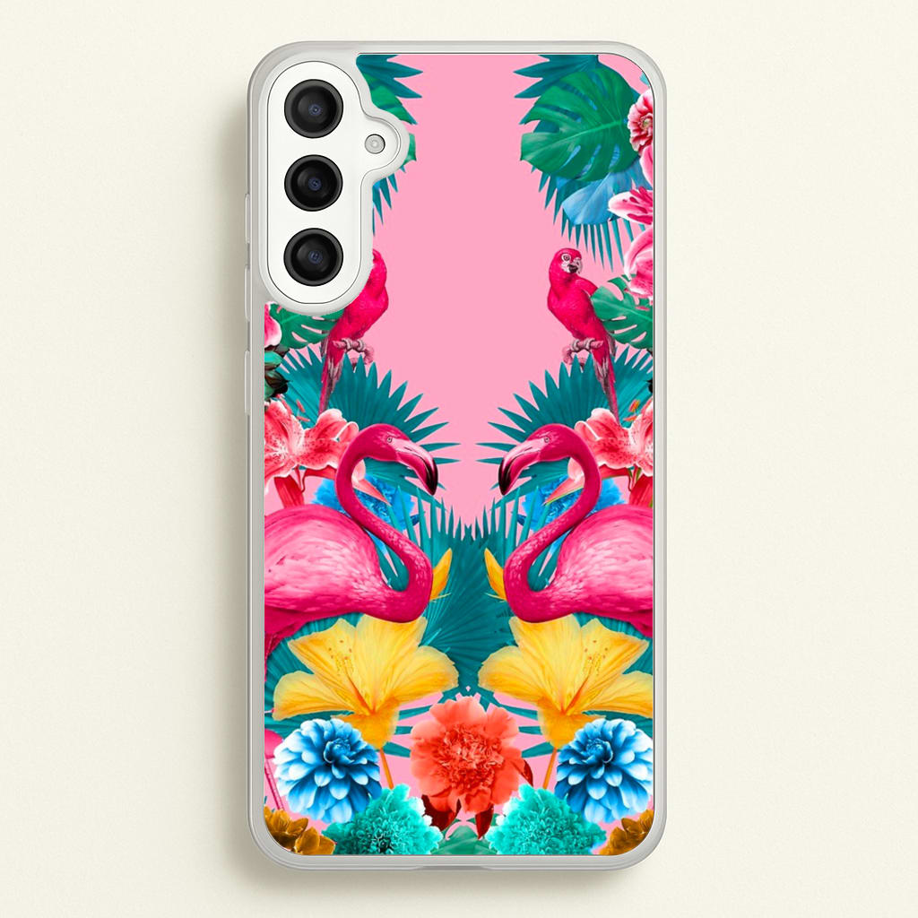 Flamingo and Tropical garden - Flamingos Phone Case for Galaxy A34