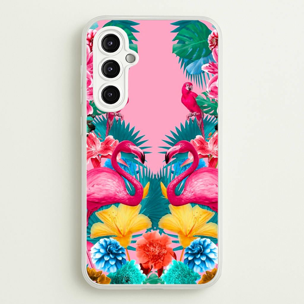 Flamingo and Tropical garden - Flamingos Phone Case for Galaxy A14