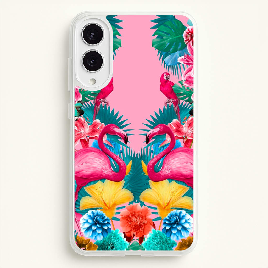 Flamingo and Tropical garden - Flamingos Phone Case for Galaxy S25 Edge