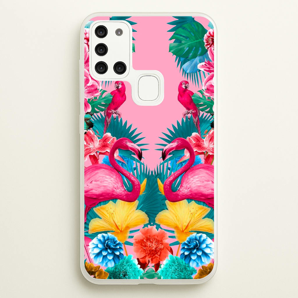 Flamingo and Tropical garden - Flamingos Phone Case for Galaxy A21s