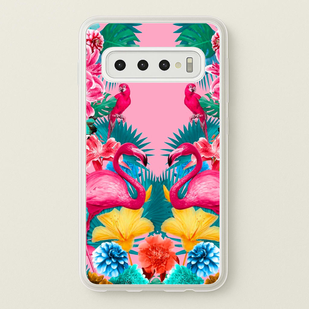 Flamingo and Tropical garden - Flamingos Phone Case for Galaxy S10