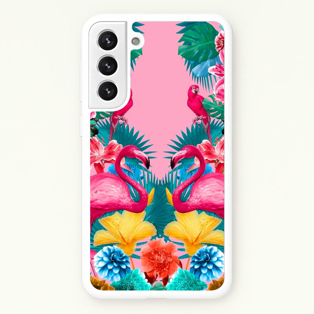 Flamingo and Tropical garden - Flamingos Phone Case for Galaxy S22 Plus