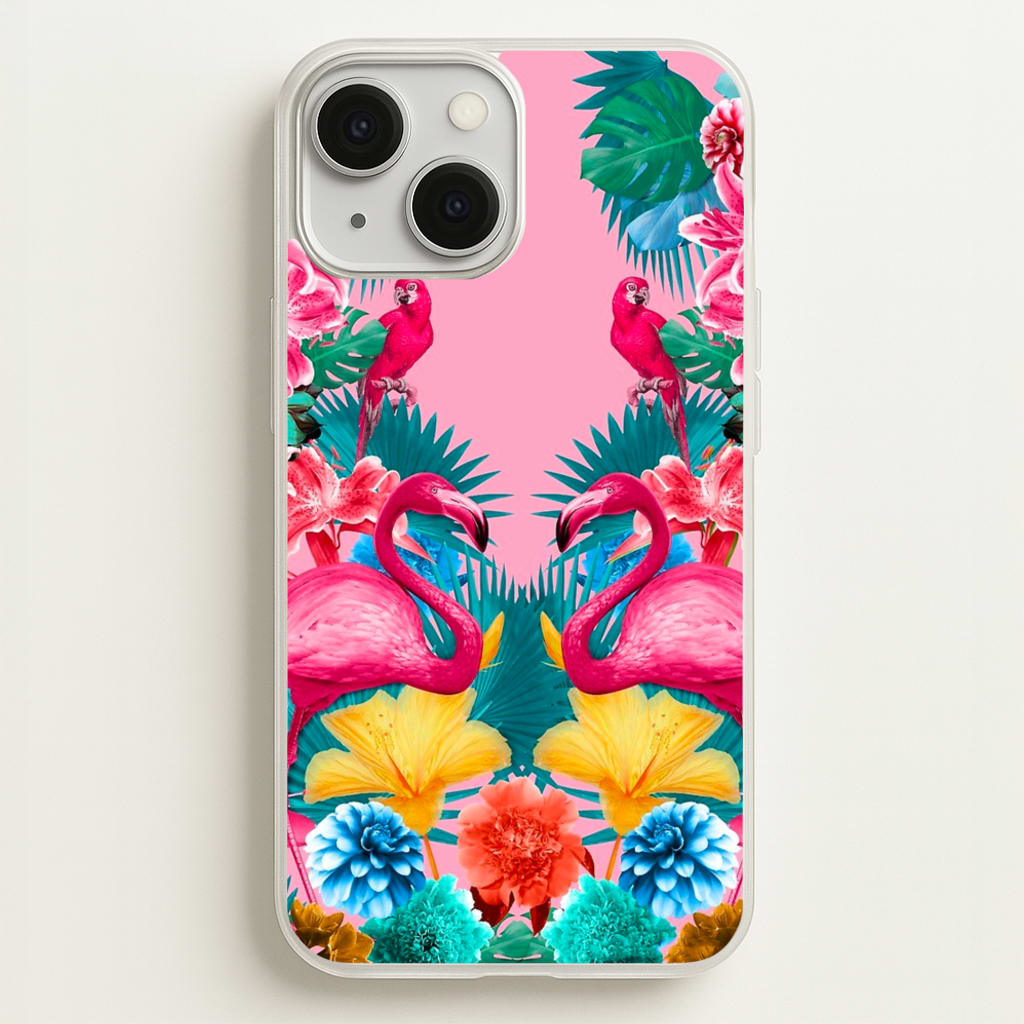 Flamingo and Tropical garden - Flamingos Phone Case for iPhone 13