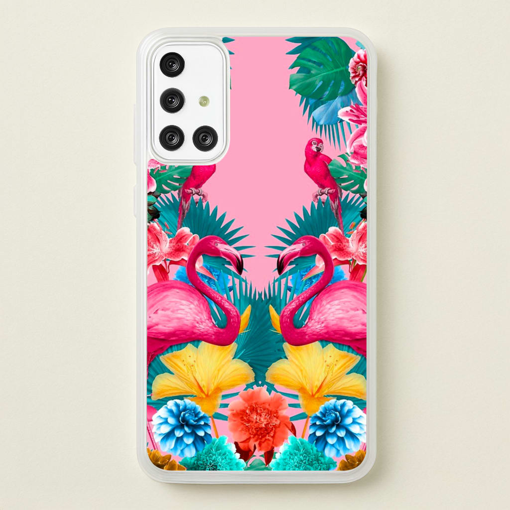 Flamingo and Tropical garden - Flamingos Phone Case for Galaxy A71