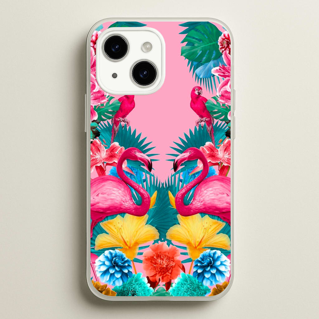 Flamingo and Tropical garden - Flamingos Phone Case for iPhone 14