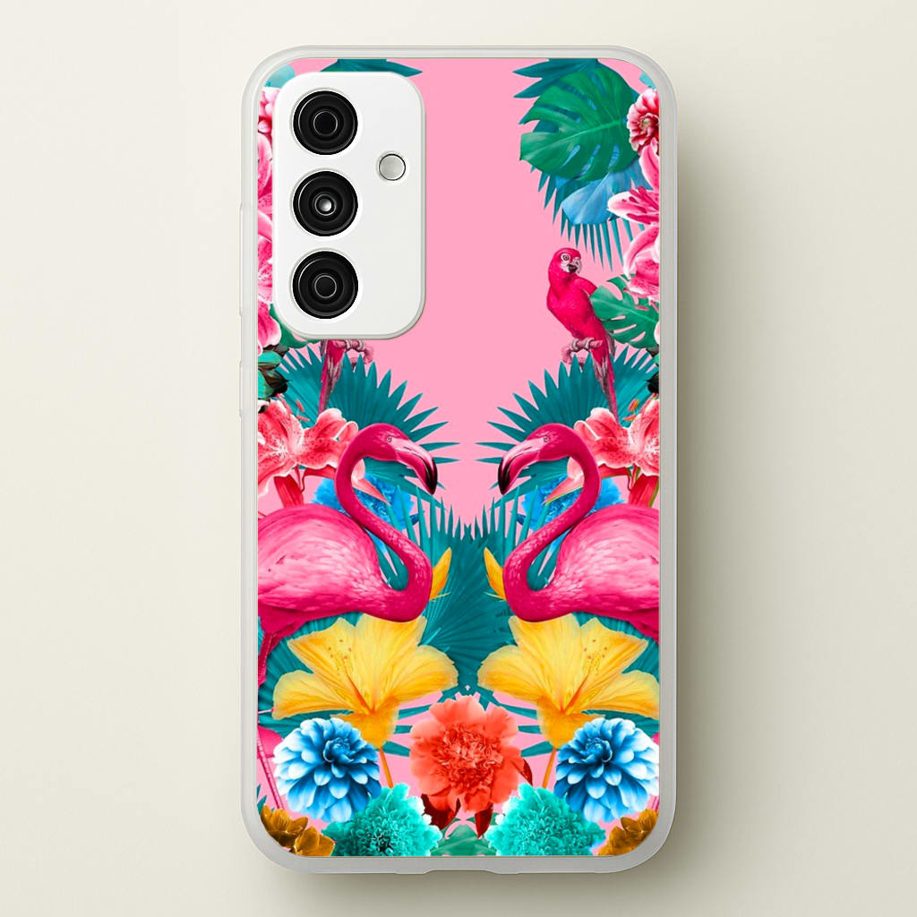 Flamingo and Tropical garden - Flamingos Phone Case for Galaxy A35