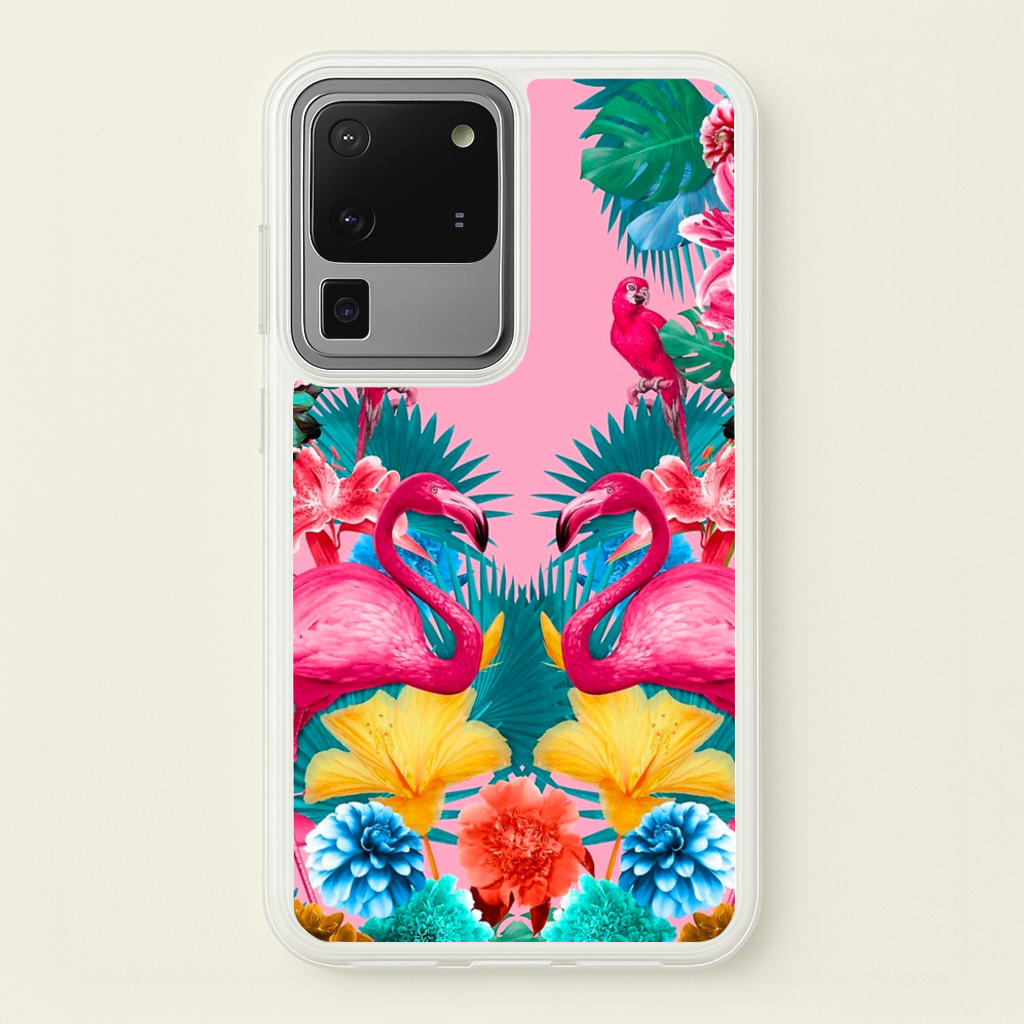 Flamingo and Tropical garden - Flamingos Phone Case for Galaxy S20 Ultra