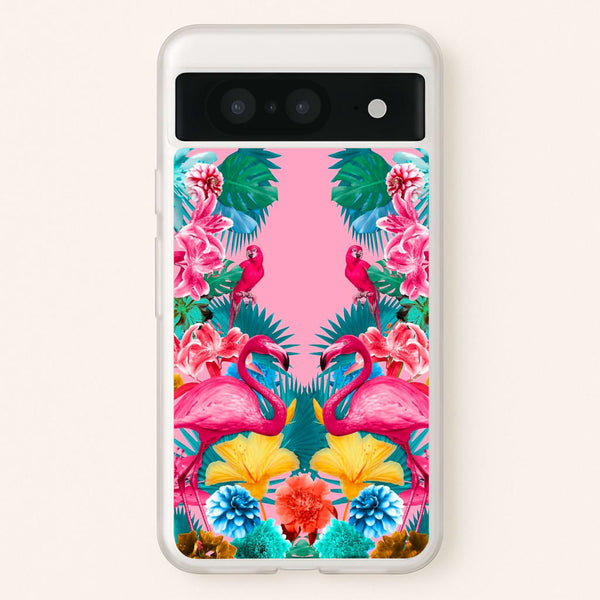 Flamingo and Tropical garden - Flamingos Phone Case for Google Pixel 8