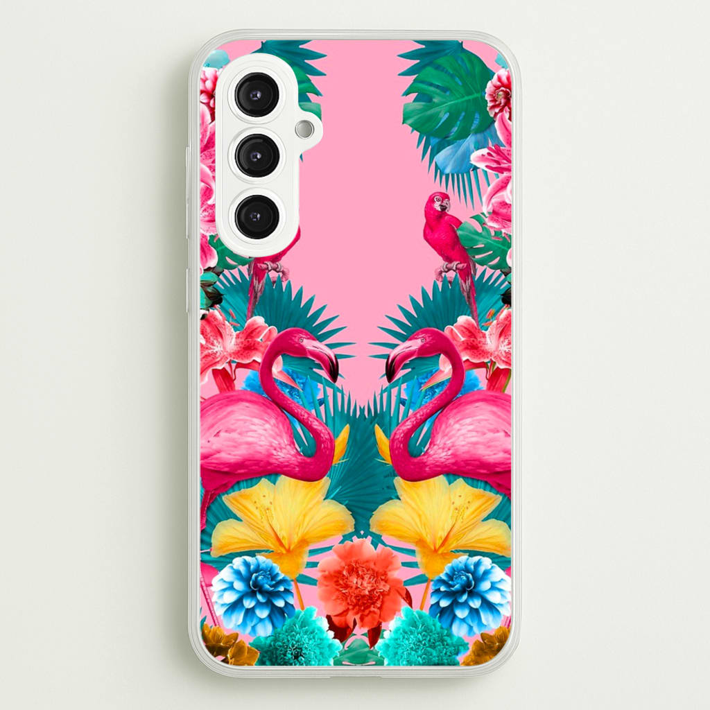 Flamingo and Tropical garden - Flamingos Phone Case for Galaxy S23FE