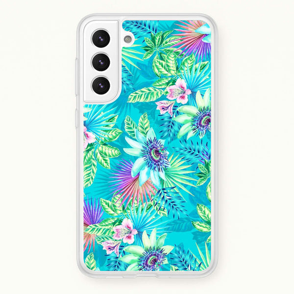 Blue Floral Pattern - Floral Phone Case for Galaxy S21 Plus