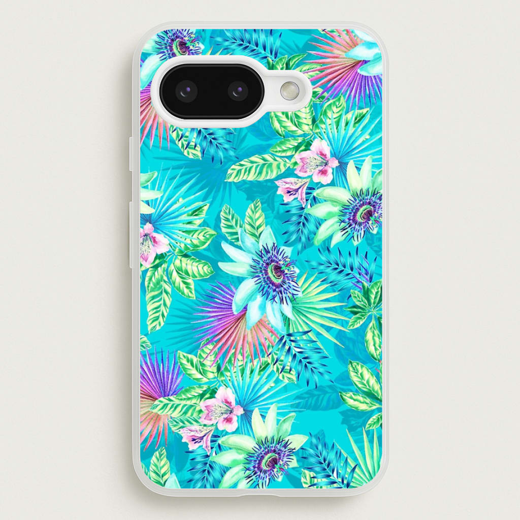 Blue Floral Pattern - Floral Phone Case for Google Pixel 9a