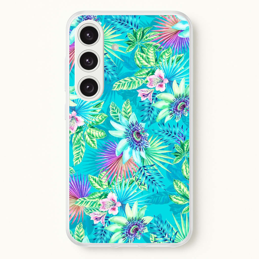 Blue Floral Pattern - Floral Phone Case for Galaxy S25