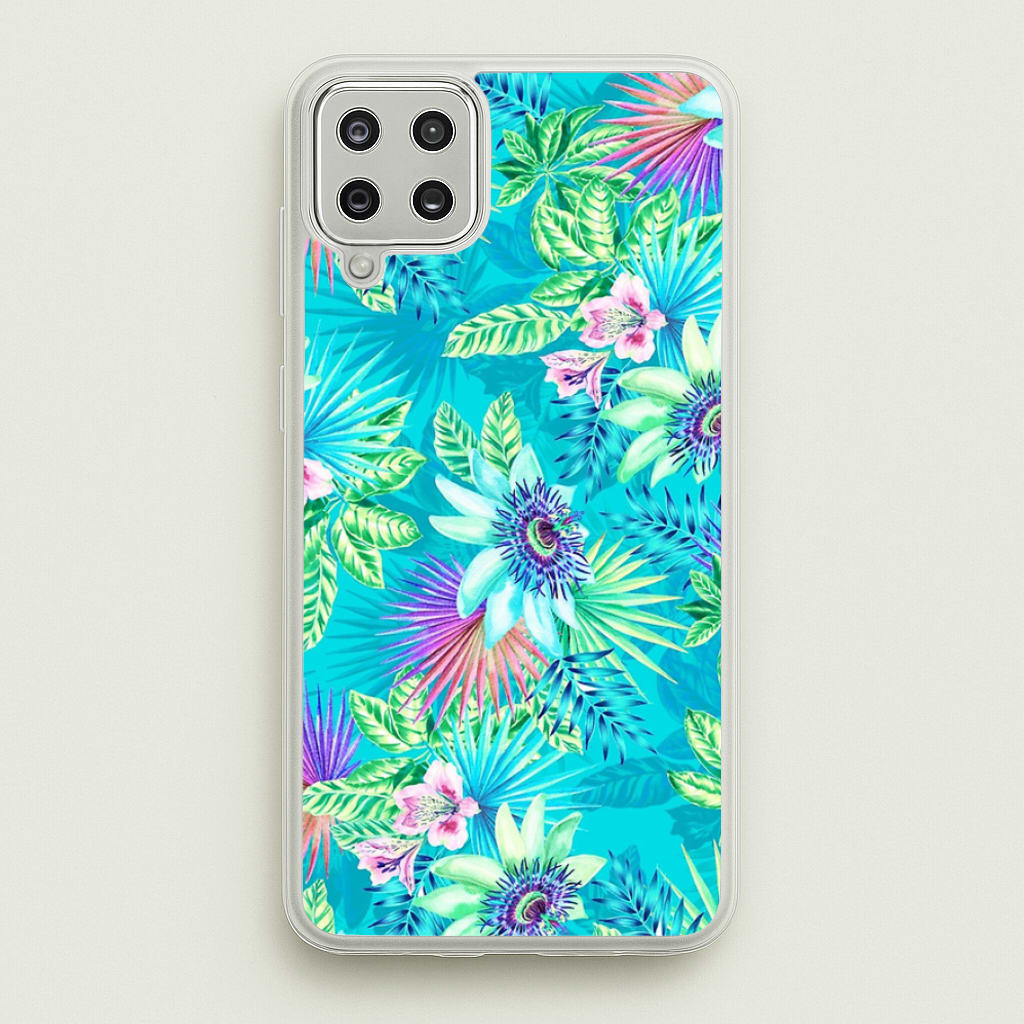 Blue Floral Pattern - Floral Phone Case for Galaxy A12