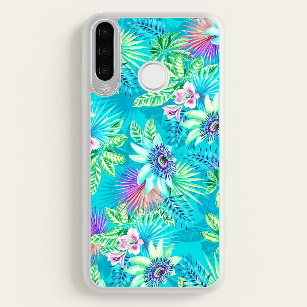 Blue Floral Pattern - Floral Phone Case for Huawei P30 Lite