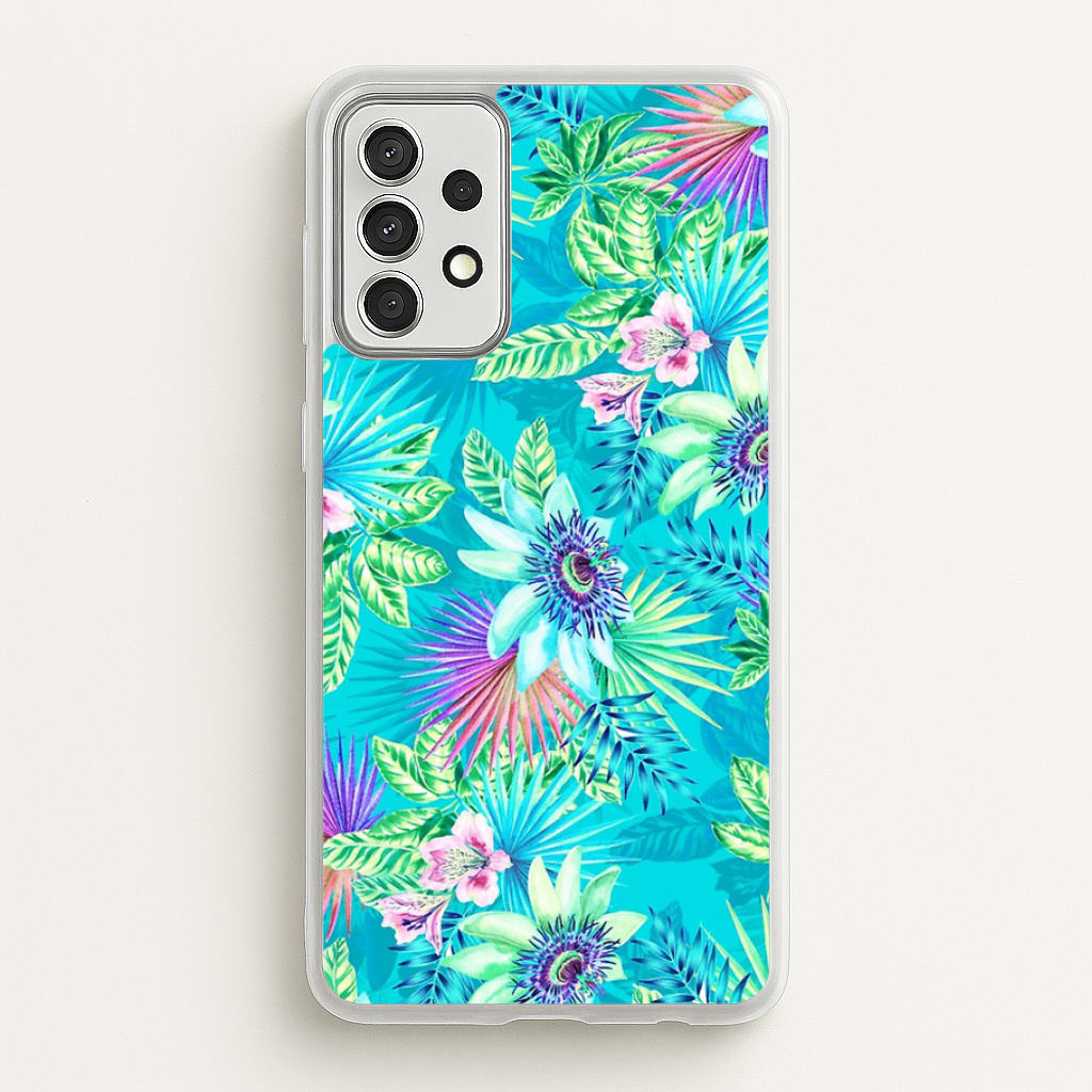 Blue Floral Pattern - Floral Phone Case for Galaxy A52 / A52s