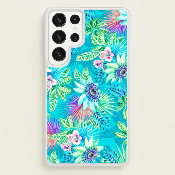 Blue Floral Pattern - Floral Phone Case for Galaxy S22 Ultra