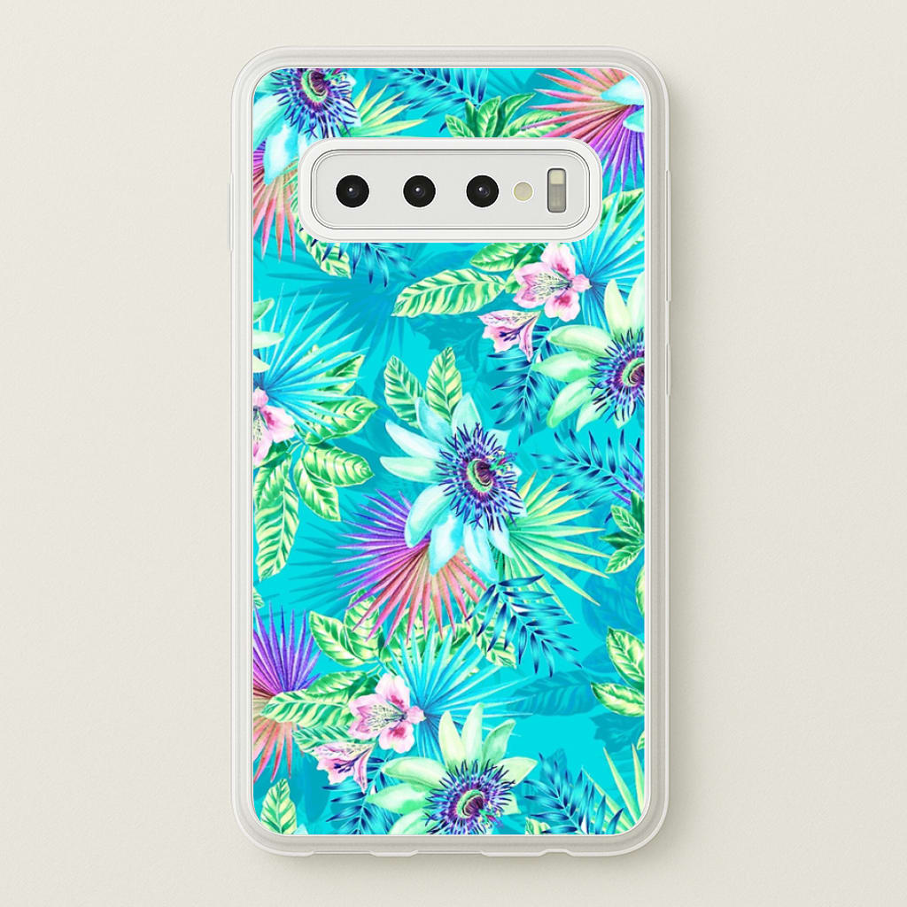 Blue Floral Pattern - Floral Phone Case for Galaxy S10 Plus