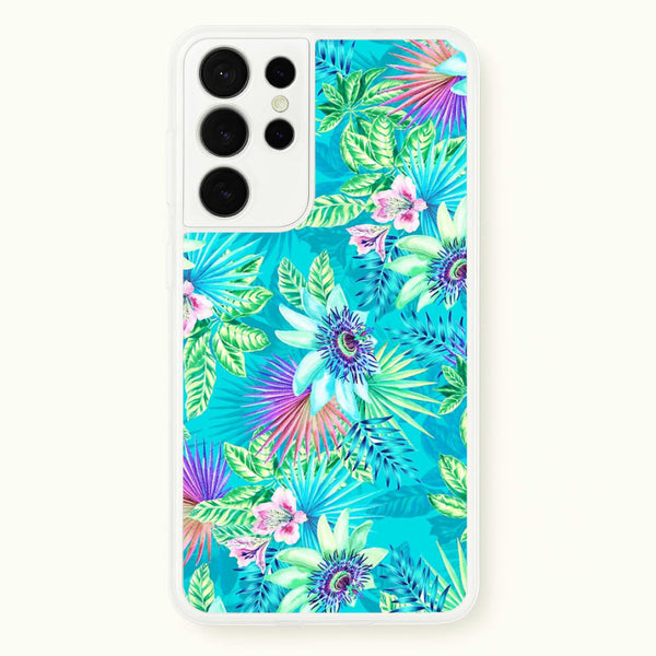 Blue Floral Pattern - Floral Phone Case for Galaxy S21 Ultra