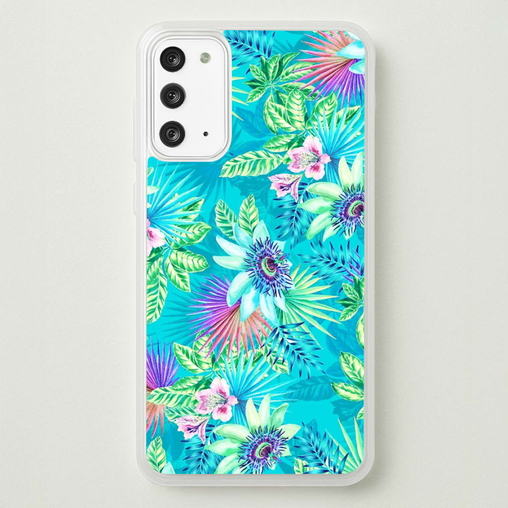 Blue Floral Pattern - Floral Phone Case for Galaxy Note 20