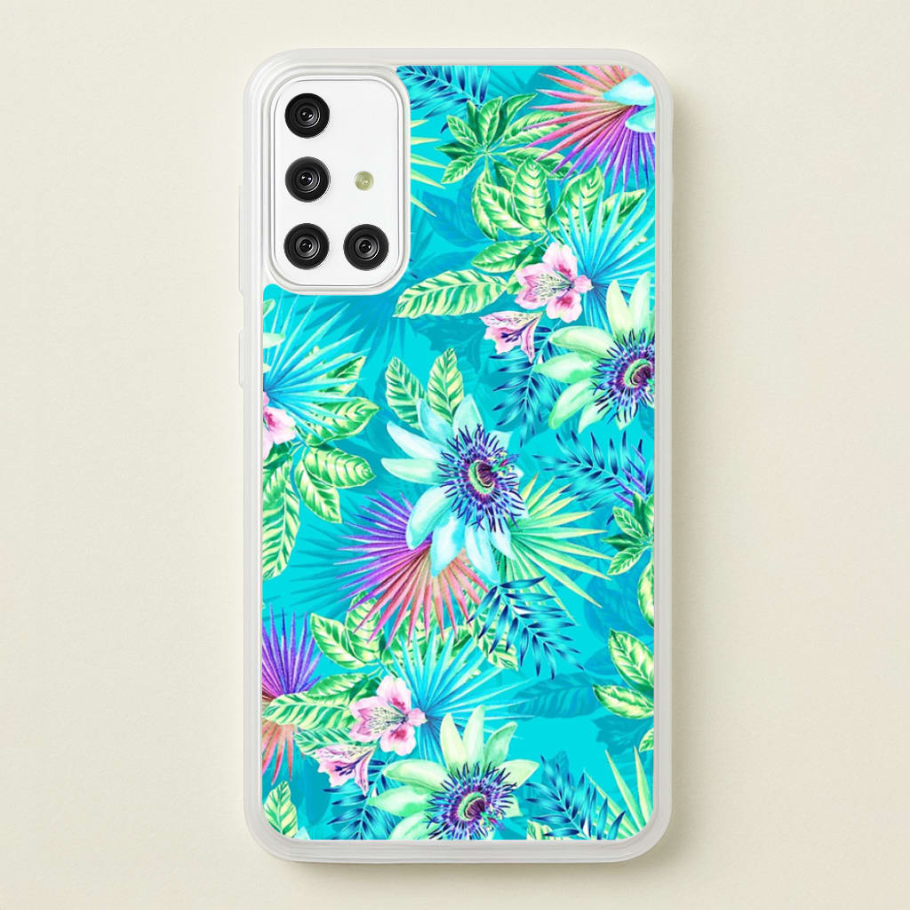 Blue Floral Pattern - Floral Phone Case for Galaxy A71