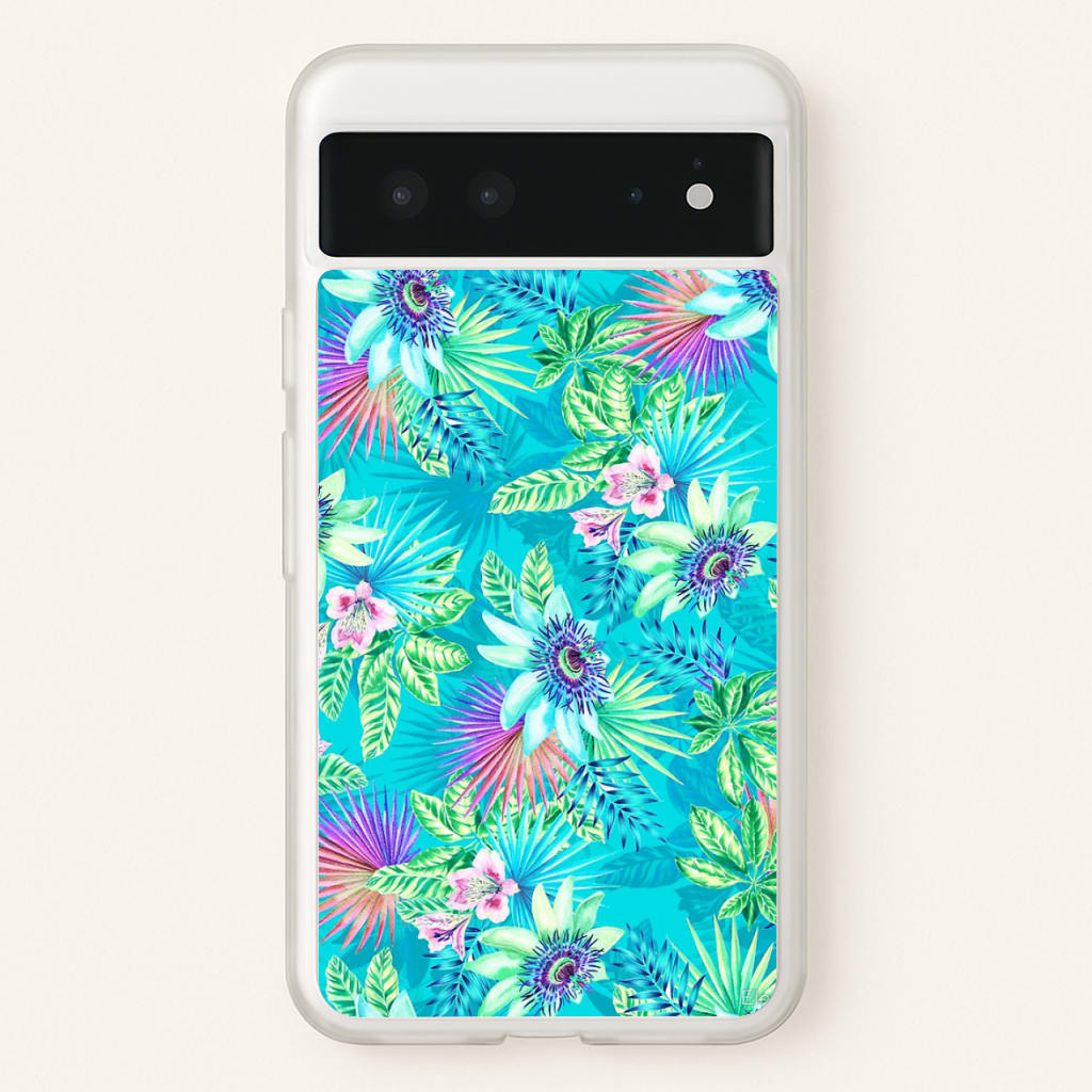 Blue Floral Pattern - Floral Phone Case for Google Pixel 6