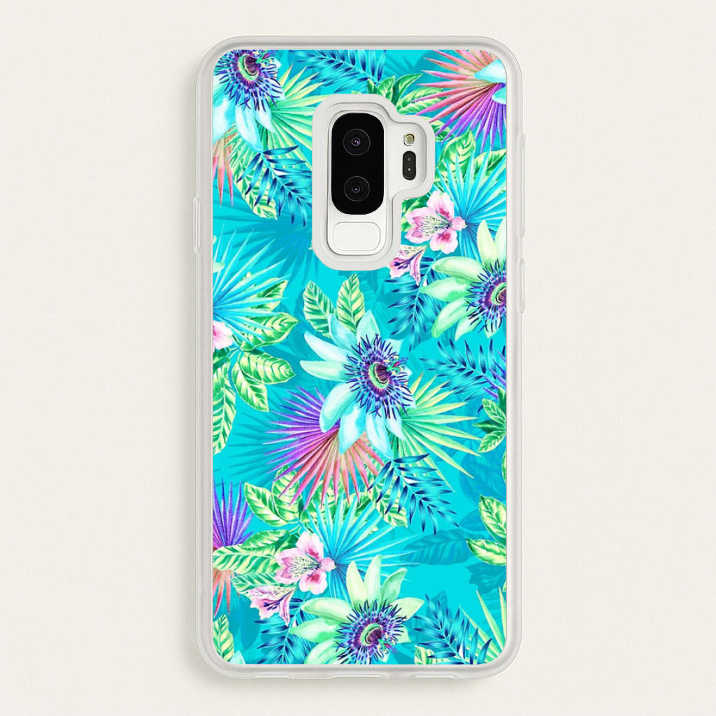 Blue Floral Pattern - Floral Phone Case for Galaxy S9 Plus
