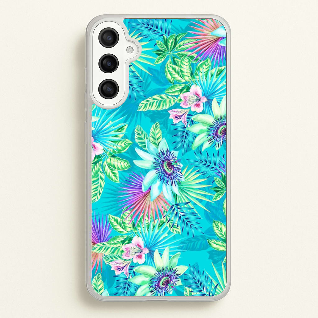 Blue Floral Pattern - Floral Phone Case for Galaxy A36
