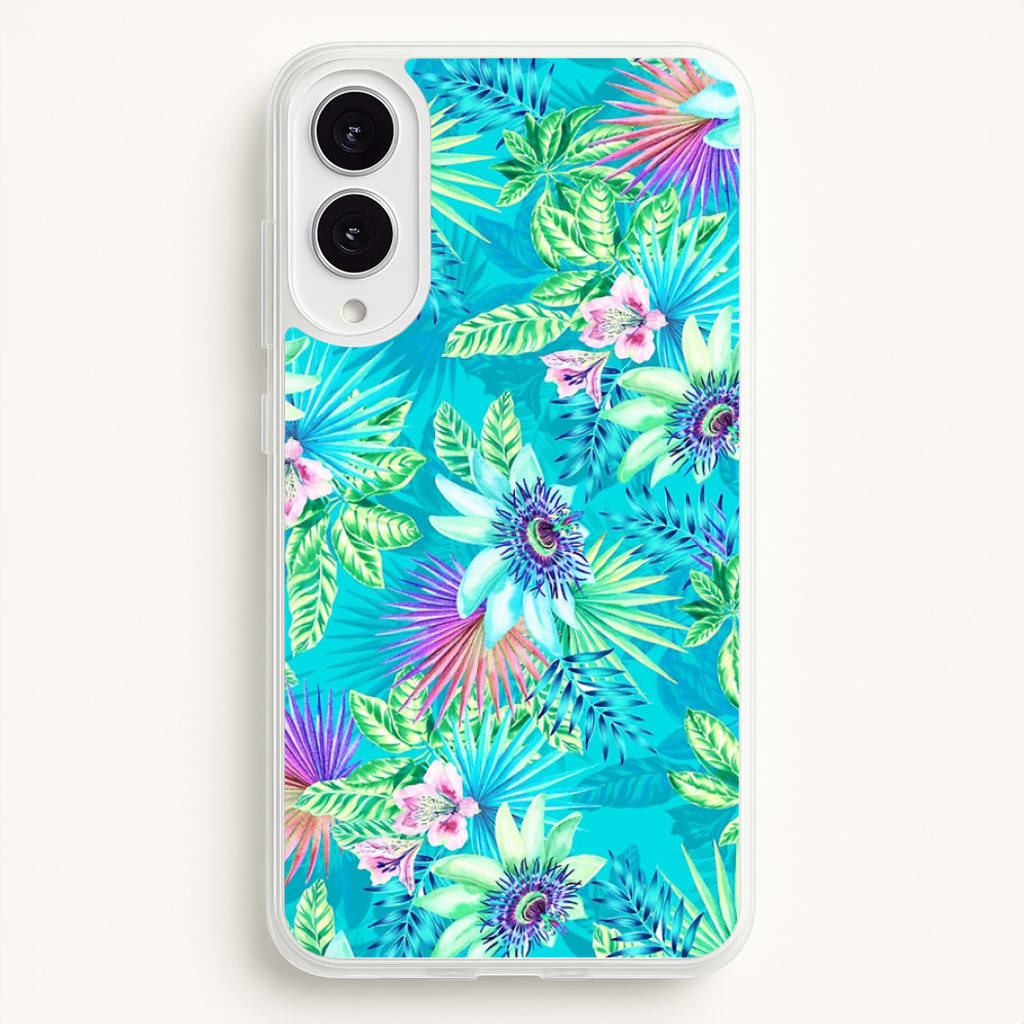 Blue Floral Pattern - Floral Phone Case for Galaxy S25 Edge