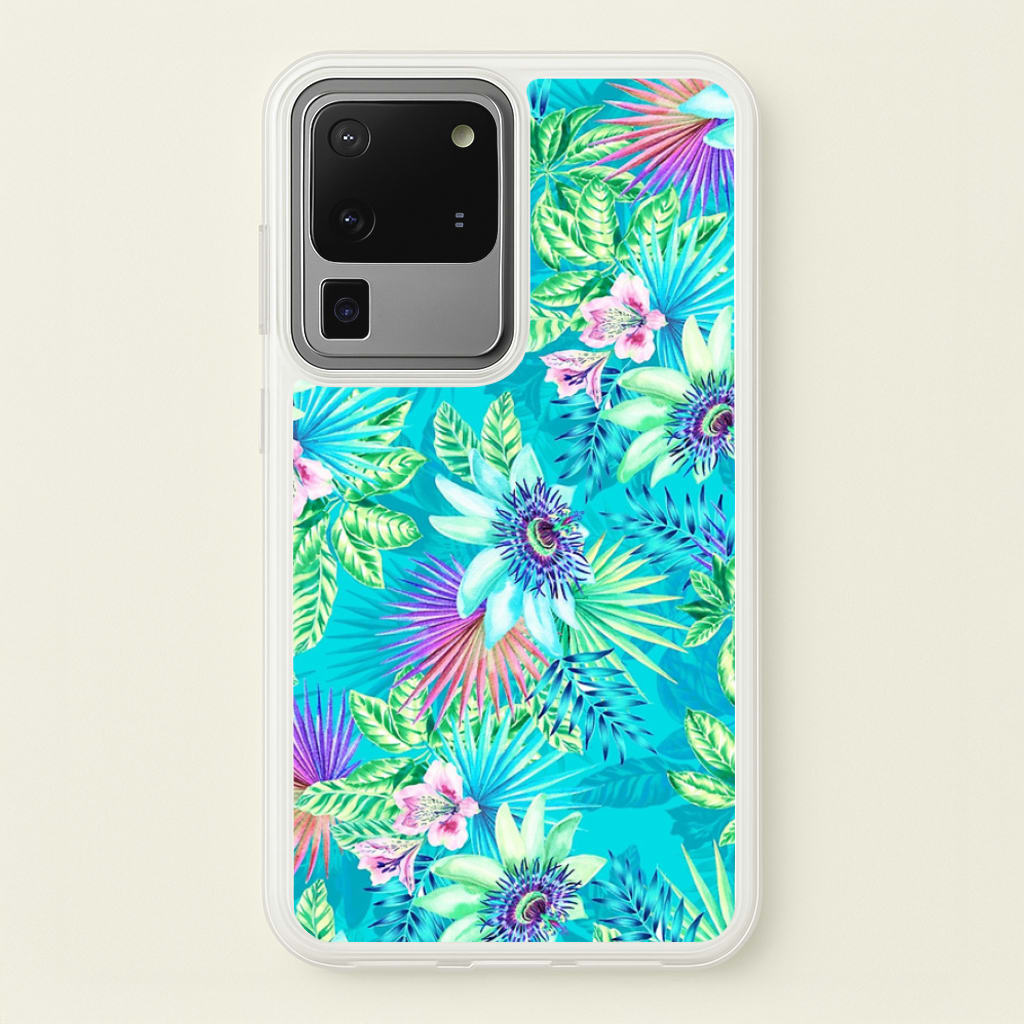 Blue Floral Pattern - Floral Phone Case for Galaxy S20 Ultra