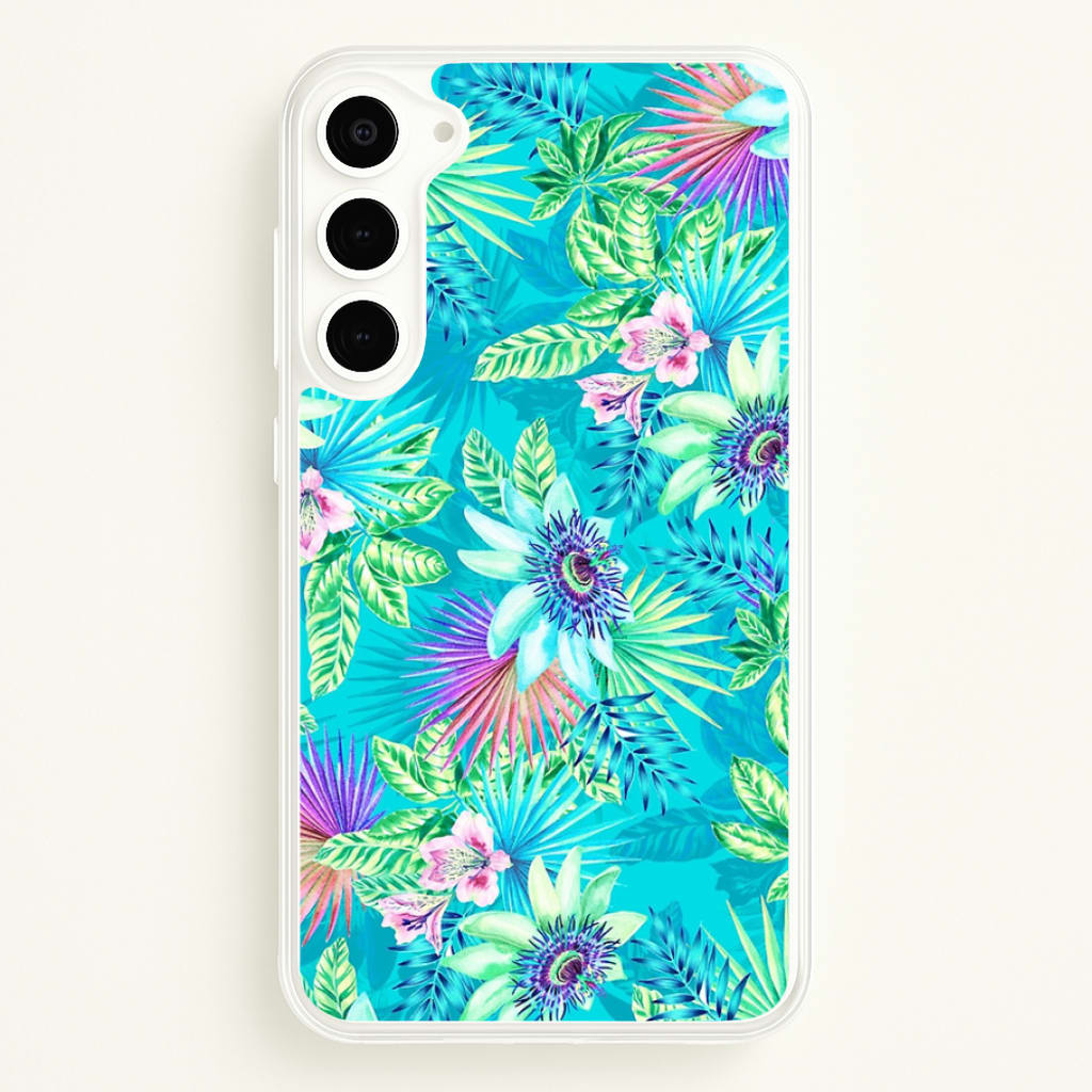Blue Floral Pattern - Floral Phone Case for Galaxy S23