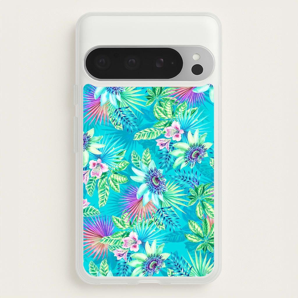 Blue Floral Pattern - Floral Phone Case for Google Pixel 9 Pro XL