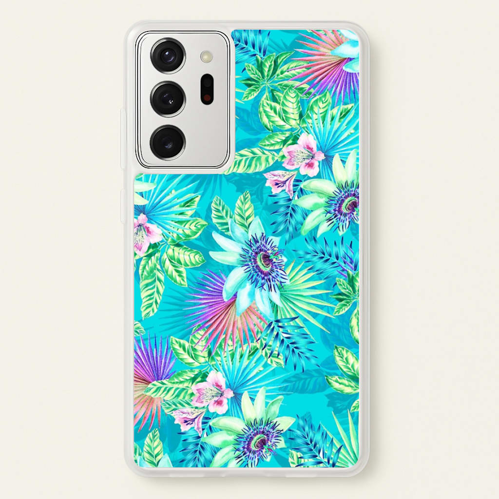 Blue Floral Pattern - Floral Phone Case for Galaxy Note 20 Ultra