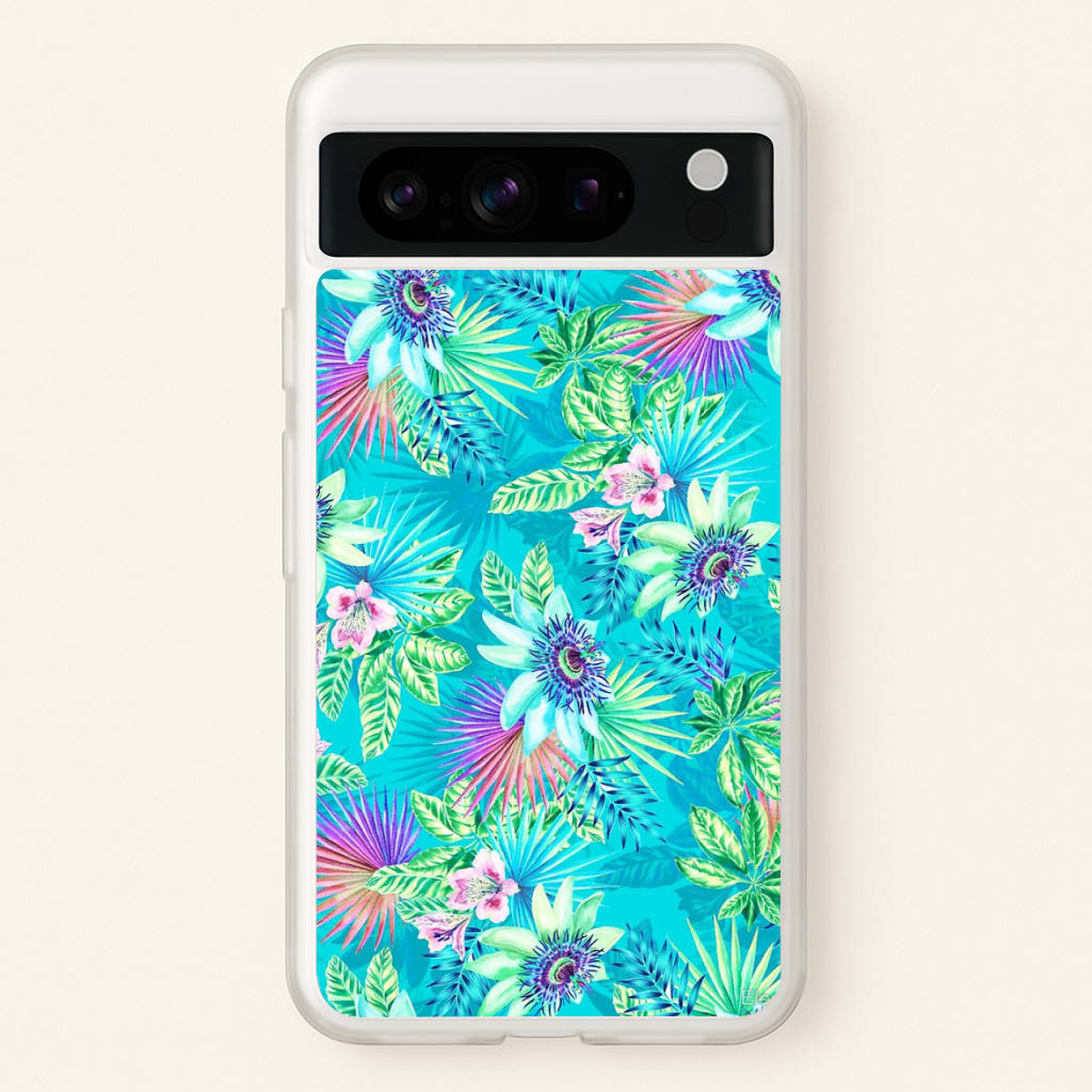 Blue Floral Pattern - Floral Phone Case for Google Pixel 8 Pro