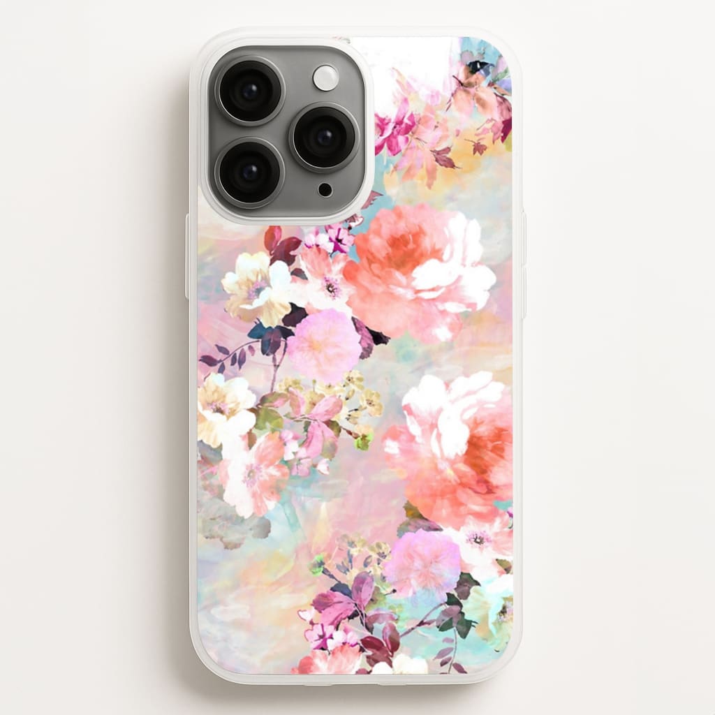 Pastel Pink Floral Pattern - Floral Phone Case for iPhone 16 Pro Max