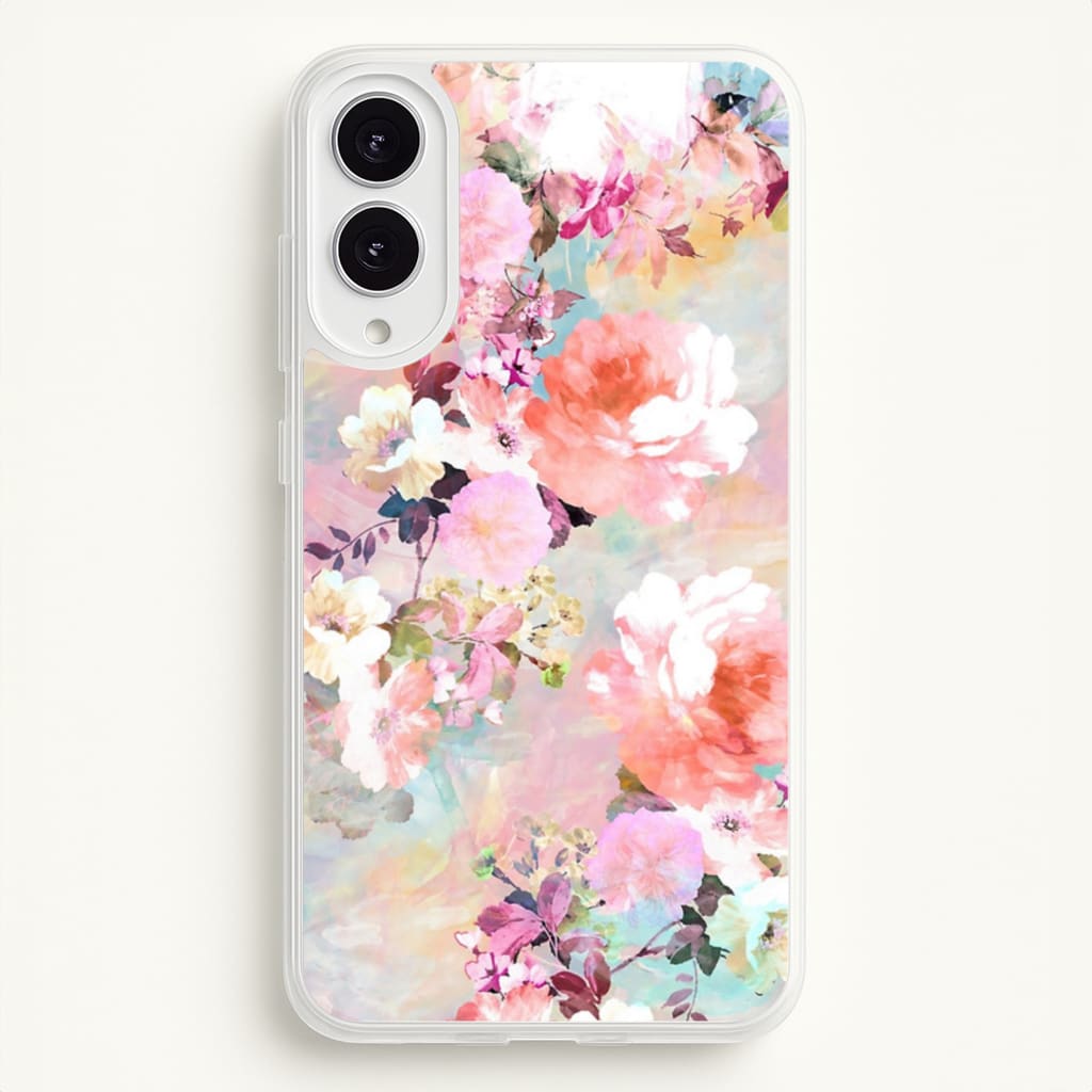 Pastel Pink Floral Pattern - Floral Phone Case for Galaxy S25 Edge