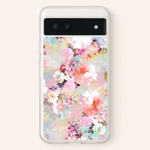 Pastel Pink Floral Pattern - Floral Phone Case for Google Pixel 6a