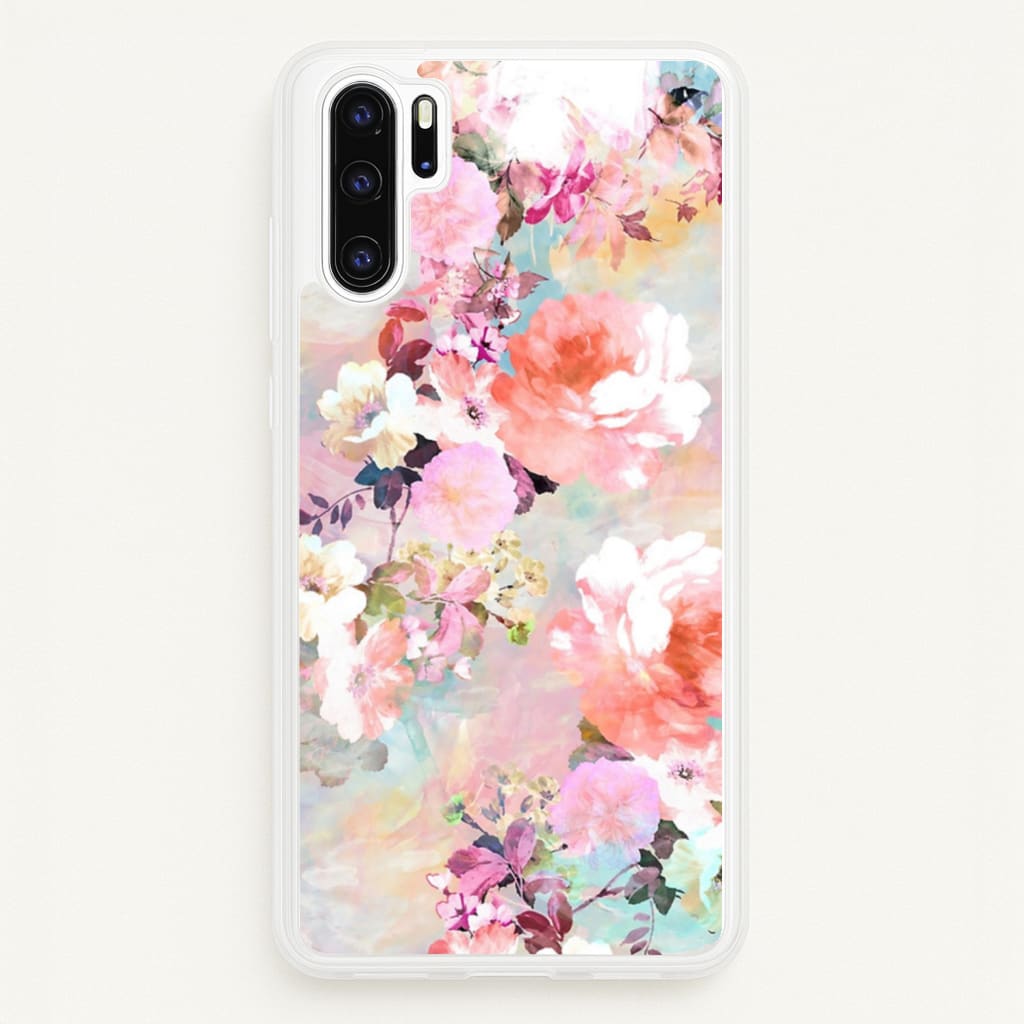 Pastel Pink Floral Pattern - Floral Phone Case for Huawei P30 Pro