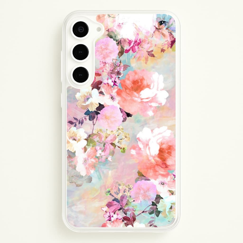 Pastel Pink Floral Pattern - Floral Phone Case for Galaxy S23