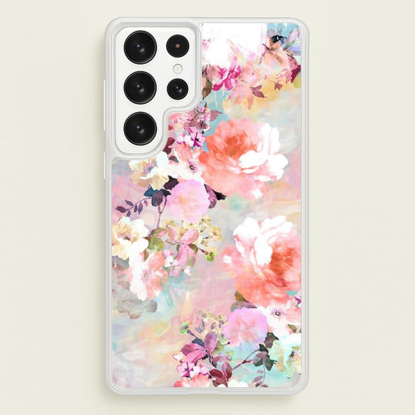 Pastel Pink Floral Pattern - Floral Phone Case for Galaxy S22 Ultra