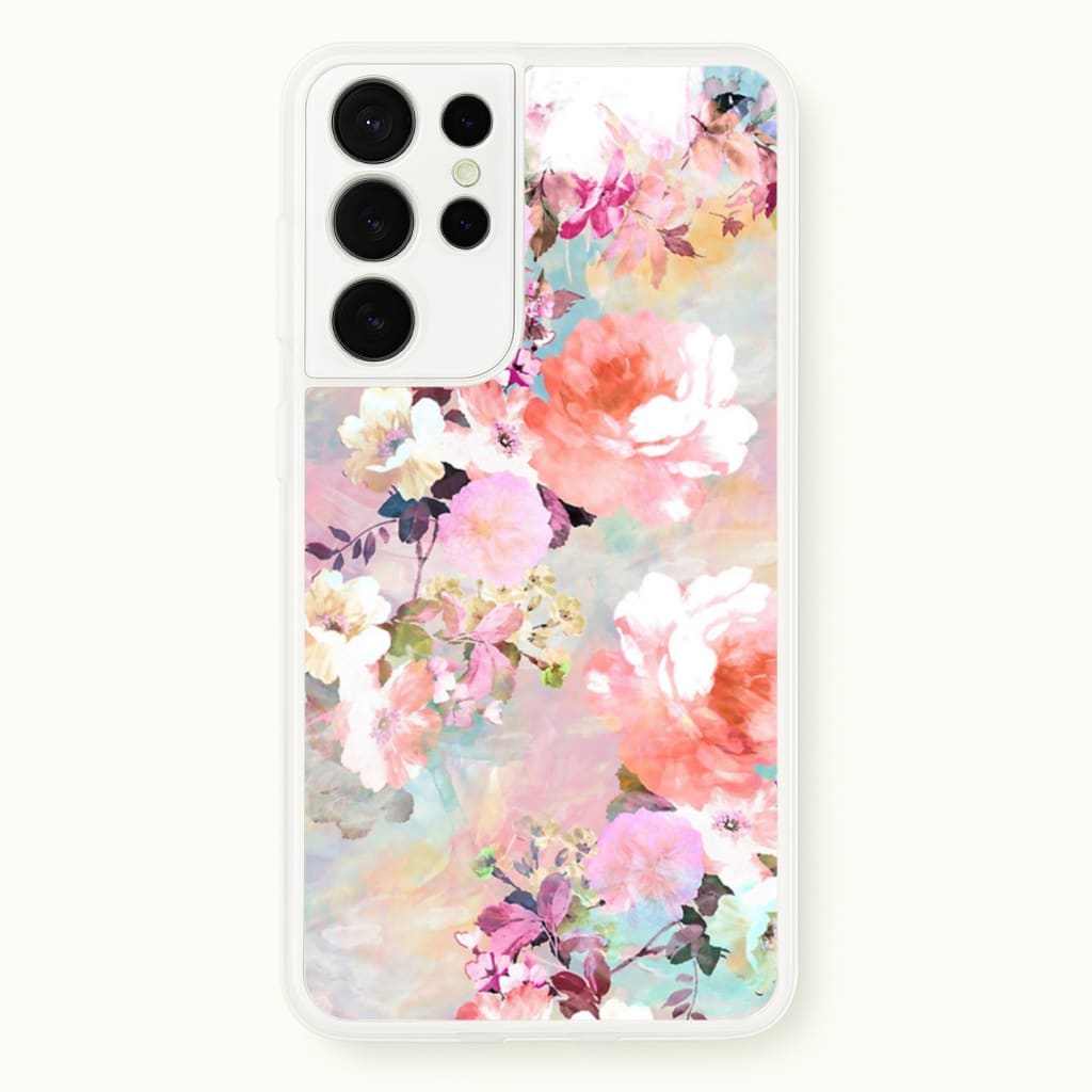 Pastel Pink Floral Pattern - Floral Phone Case for Galaxy S21 Ultra