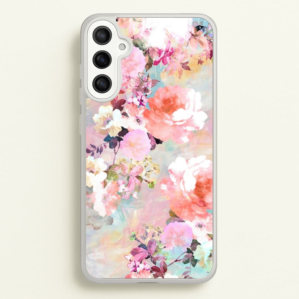 Pastel Pink Floral Pattern - Floral Phone Case for Galaxy A34