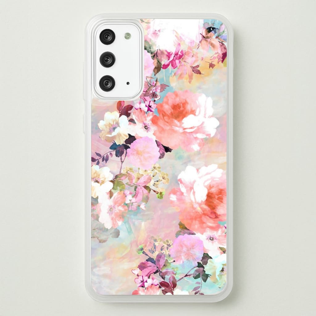 Pastel Pink Floral Pattern - Floral Phone Case for Galaxy Note 20