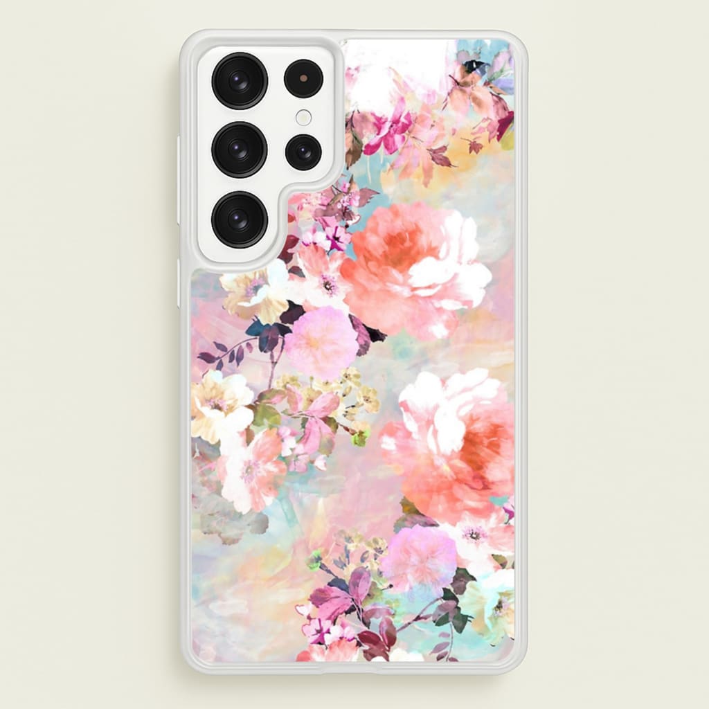 Pastel Pink Floral Pattern - Floral Phone Case for Galaxy S23 Ultra