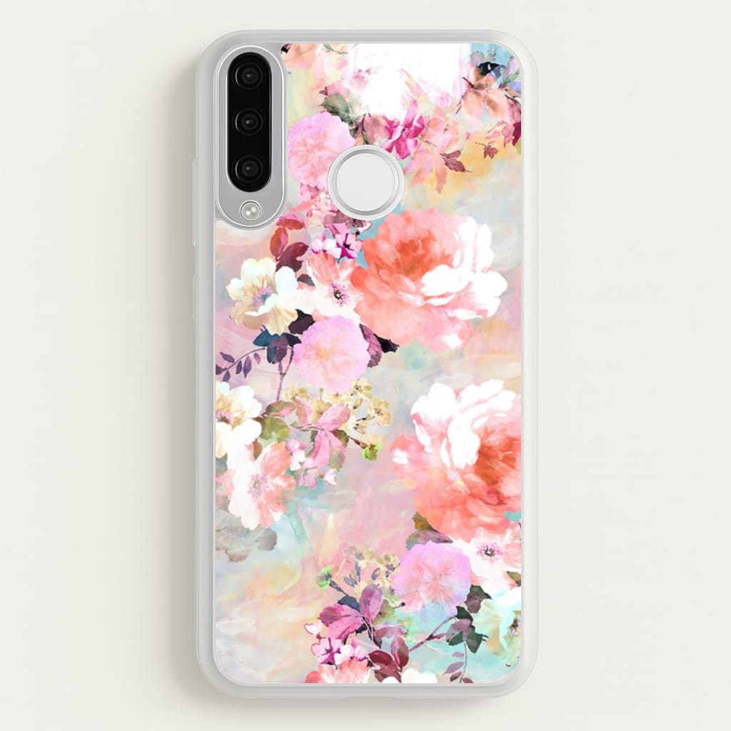 Pastel Pink Floral Pattern - Floral Phone Case for Huawei P30 Lite