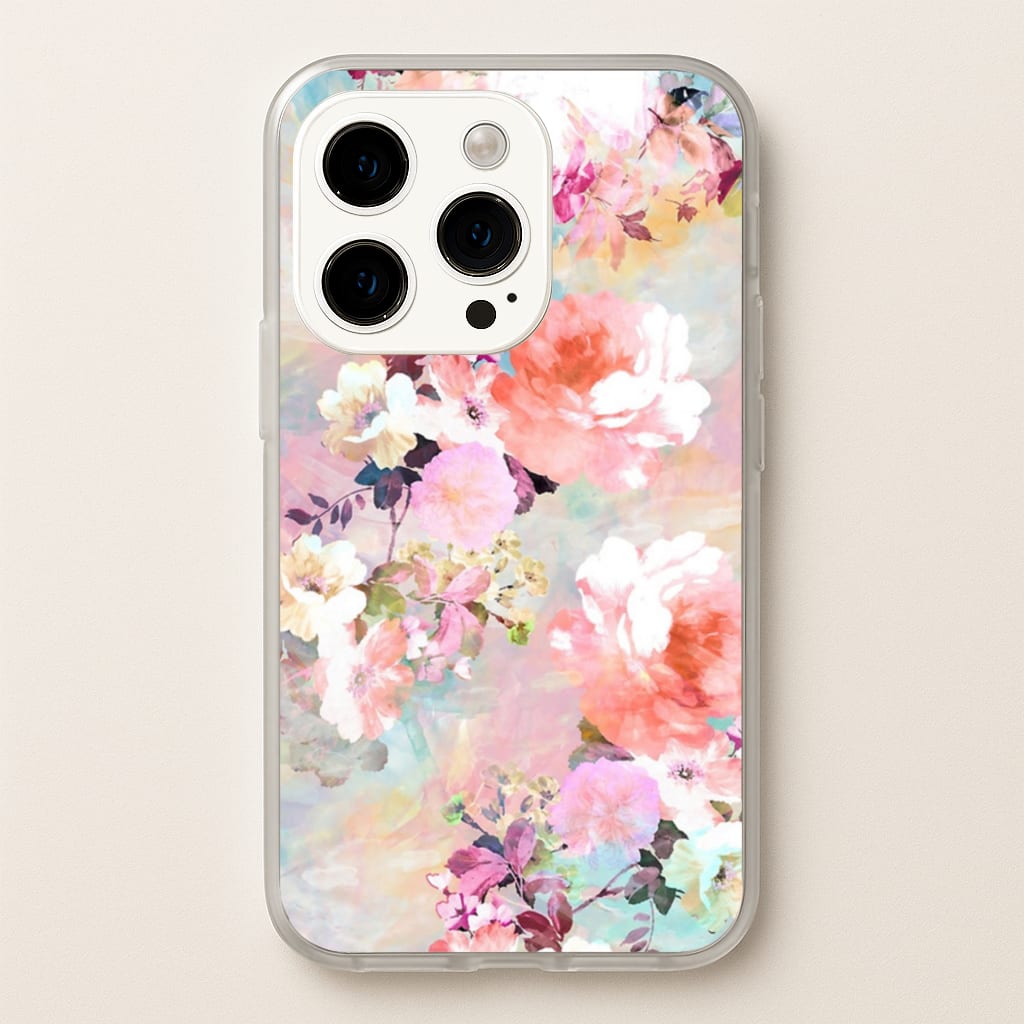 Pastel Pink Floral Pattern - Floral Phone Case for iPhone 15 Pro Max