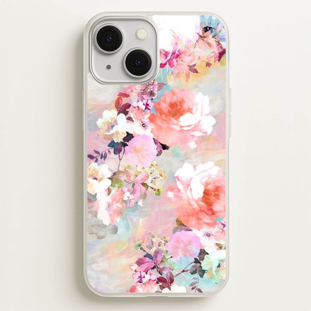 Pastel Pink Floral Pattern - Floral Phone Case for iPhone 13 Mini