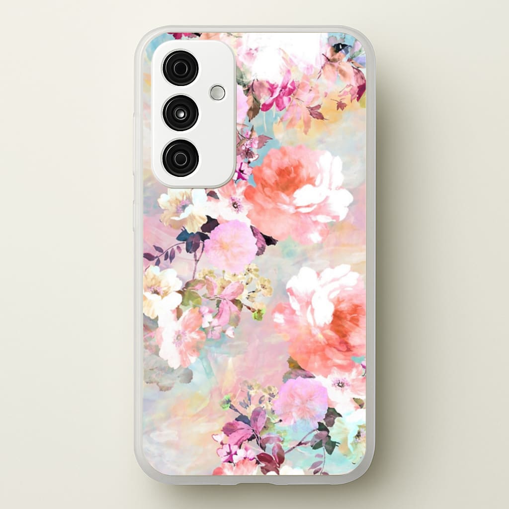 Pastel Pink Floral Pattern - Floral Phone Case for Galaxy A35